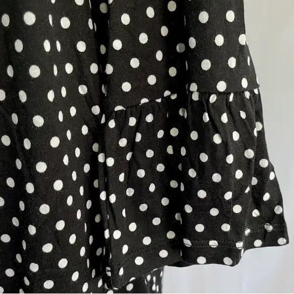 NWT MICHAEL Michael Kors, Polka Dot Print Flare Sleeve Top, Black/White, M - Picture 6 of 6